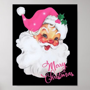 Fun Vintag Pink Santa Claus Pink Weihnachtsdesign Poster