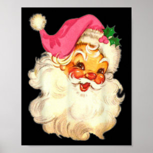 Fun Vintag Pink Santa Claus Pink Weihnachtsdesign Poster