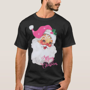 Fun Vintag Pink Santa Claus Pink Weihnachtsdesign T-Shirt