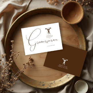 Fun Vintage Strongman Brown Groomsman Wedding Einladung