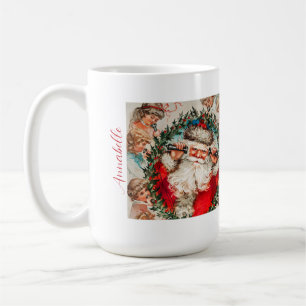 Fun Vintager Weihnachtsmann Persönlicher Name Weih Kaffeetasse