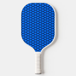 Fun Vivid Blue Black Tiled Oval Honeycomb Muster Pickleball Schläger