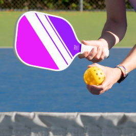 Fun Vivid Pink Hell Lila weiße Sportsstreifen Pickleball Schläger