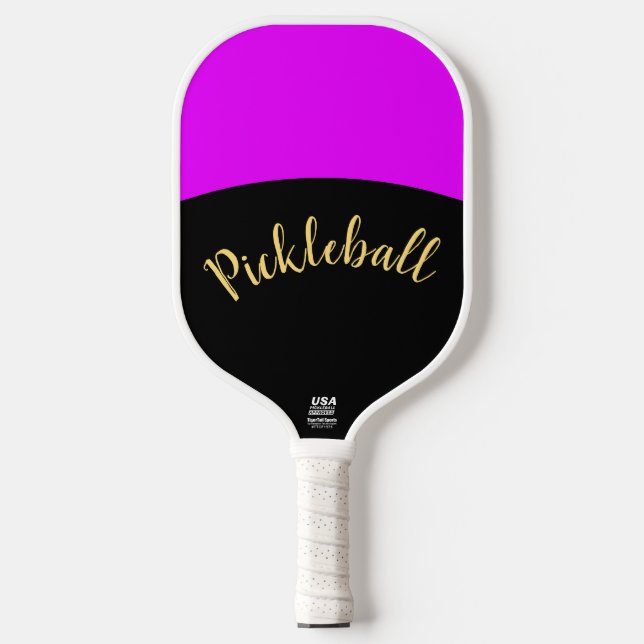 Fun Vivid Tropical Pink Black Curves Extravagantes Pickleball Schläger (Vorderseite)