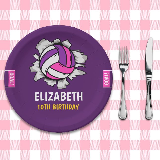 Fun Volleyball Birthday Girl Pappteller (Von Creator hochgeladen)