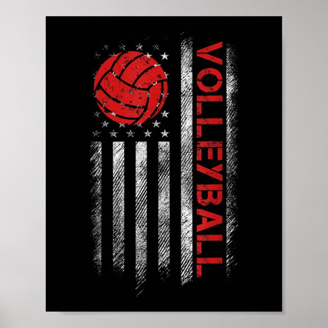 Fun Volleyball Design für Männer Frauen USA Patrio Poster (Vorne)