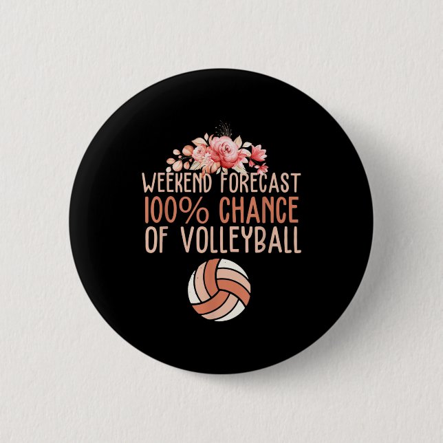 Fun Volleyball Weekend Prognose Volleyball Boho Fl Button (Vorderseite)