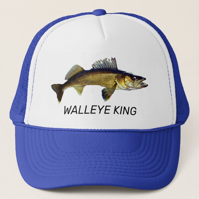 Fun "Walleye King" Trucker Hat Truckerkappe (Vorderseite)