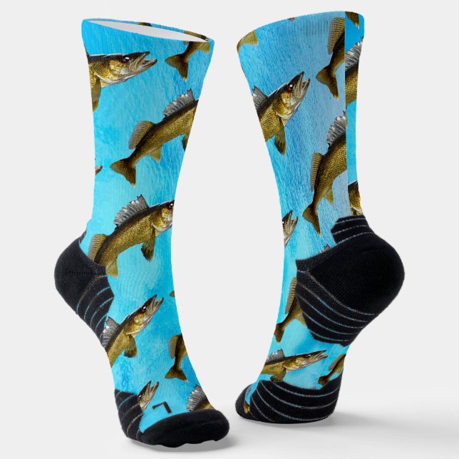 Fun Walleye Pike Fisch und Blue Water Socken (Gewinkelt)