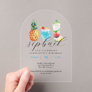 Fun Wassercolor Fruchtcocktails Geburtstagsparty Acryleinladungen