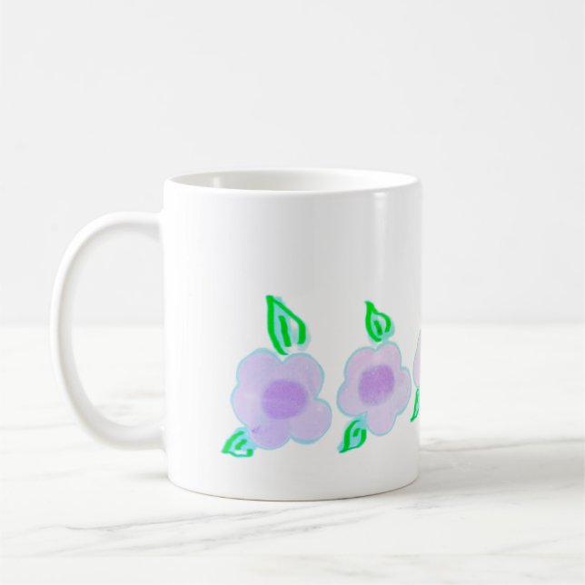 Fun Wasserfarbe violette Blumen Kaffeetasse (Links)