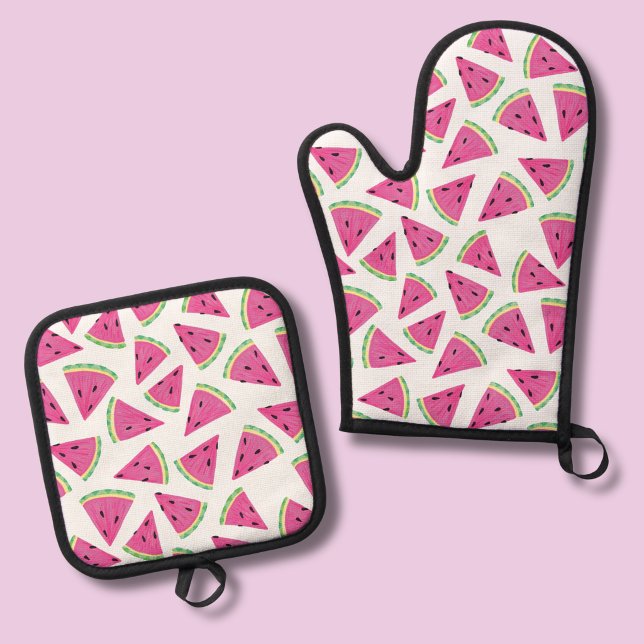 Fun Wassermelone Ofenhandschuh & Topflappen-Set (Watermelon pattern oven gloves)