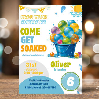 Fun Water Ballon Birthday Einladung Vorlage