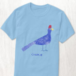 Fun Watercolor Bird Art Personalisiert T-Shirt<br><div class="desc">Eine lustige und skurrile Aquarellmalerei eines Lady Ross Turaco Vogels. Ändern Sie den Namen,  um ihn zu personalisieren,  oder entfernen Sie ihn,  wenn Sie es vorziehen. Ideal für einen Tierfreund. Originelle Kunst von Nic Squirrell.</div>