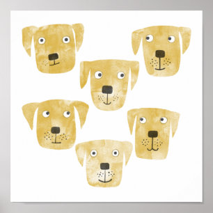Fun Watercolor Golden Labrador Retriever Hunde Poster