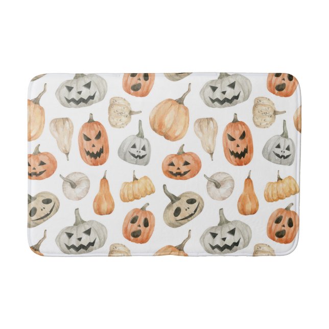 Fun Watercolor Pumpkin Pattern Badematte (Vorderseite)