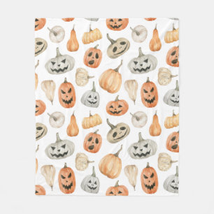 Fun Watercolor Pumpkin Pattern Fleecedecke