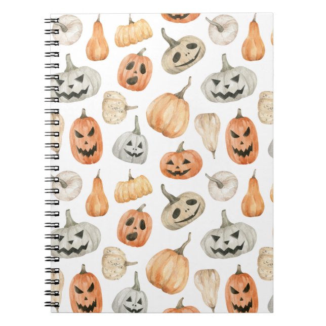 Fun Watercolor Pumpkin Pattern Notizblock (Vorderseite)