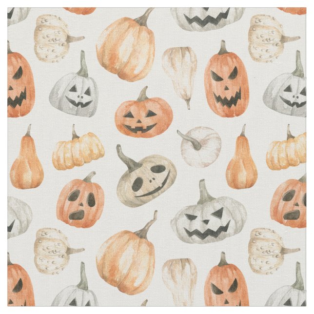 Fun Watercolor Pumpkin Pattern Stoff (Nahaufnahme)