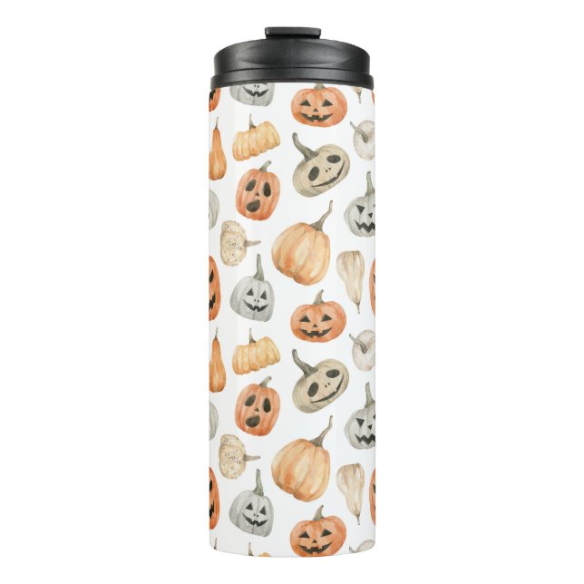 Fun Watercolor Pumpkin Pattern Thermosbecher (Vorderseite)