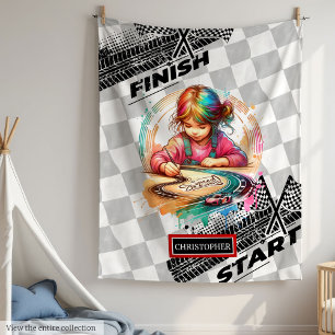 Fun Watercolor Racing Sport Car Blanket Geschenk Fleecedecke