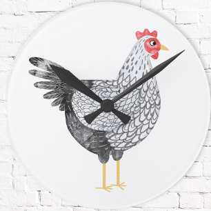 Fun Watercolor Wyandotte Chicken Runde Wanduhr