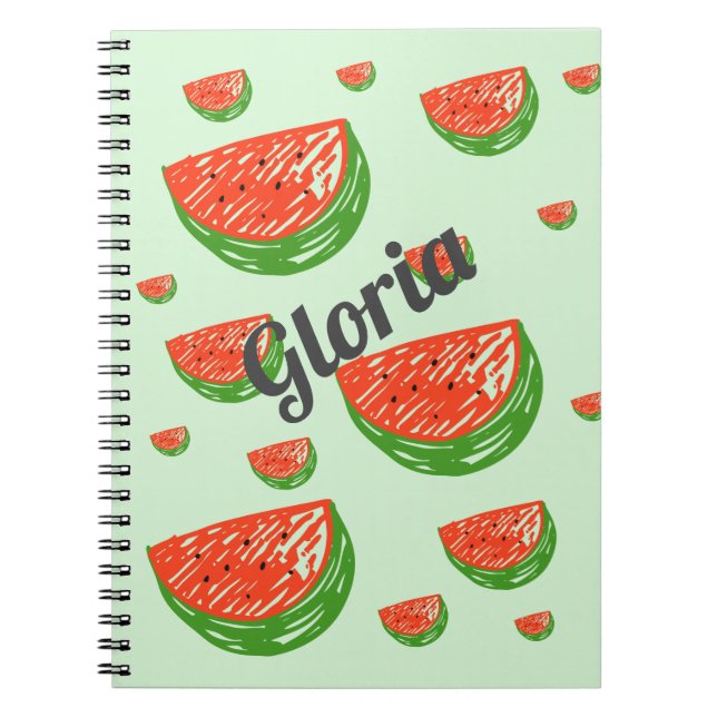 Fun Watermelon Individuelle Name Spiral Foto Noteb Notizblock (Vorderseite)