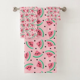 Fun Watermelon Slice Pattern Summer Vibes Badhandtuch Set