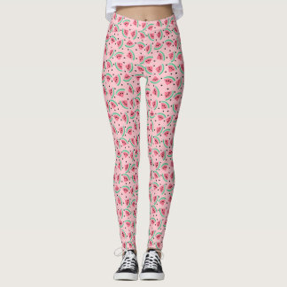 Fun Watermelon Slice Pattern Summer Vibes Leggings
