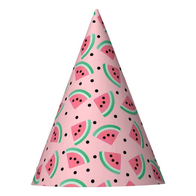 Fun Watermelon Slice Pattern Summer Vibes Partyhütchen (Vorderseite)