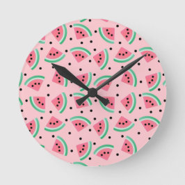 Fun Watermelon Slice Pattern Summer Vibes Runde Wanduhr