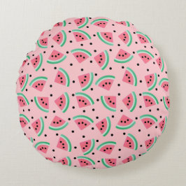 Fun Watermelon Slice Pattern Summer Vibes Rundes Kissen