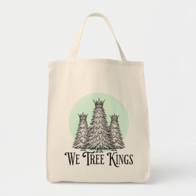 Fun We Three Kings pun tree tote bag Tragetasche (Vorne)