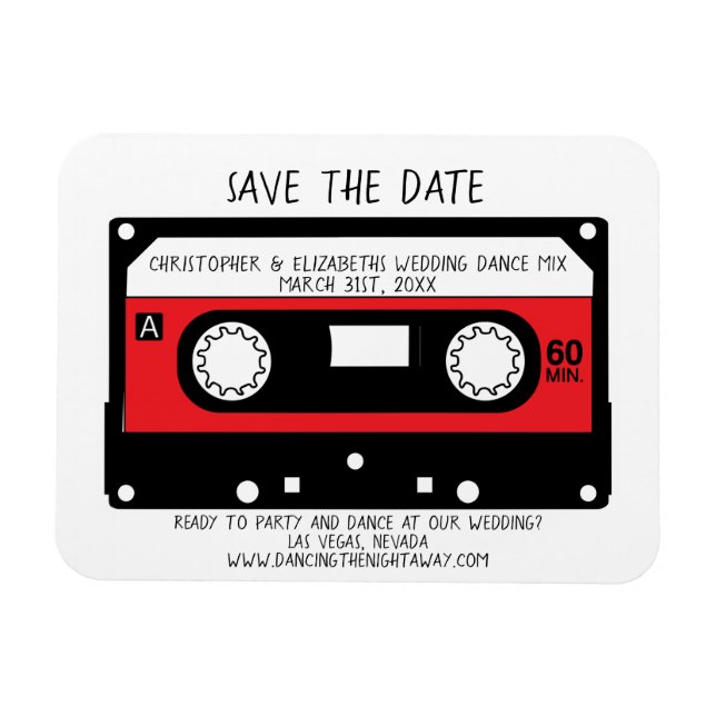 Fun Wedding Dance Mix Tape Save the Date Verlobt Magnet (Horizontal)