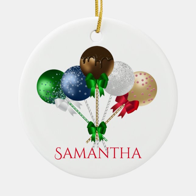 Fun Weihnachtskuchen Pop farbenfroh Keramik Ornament (Vorne)