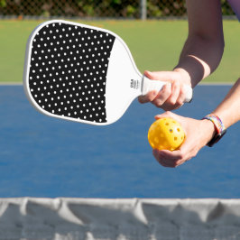 Fun weiße gepolsterte Punkte auf schwarz gekrümmte Pickleball Schläger