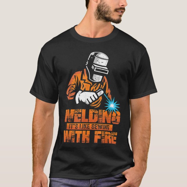 Fun Welder Men schweißt wie mit Feuerschmelz T-Shirt (Vorderseite)