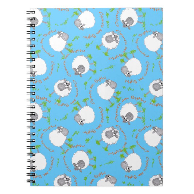 Fun Welsh Sheep, Wales Forever, Spiral Notebook Notizblock (Vorderseite)