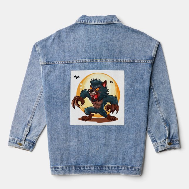 Fun werewolf Cartoon Jeansjacke (Rückseite)