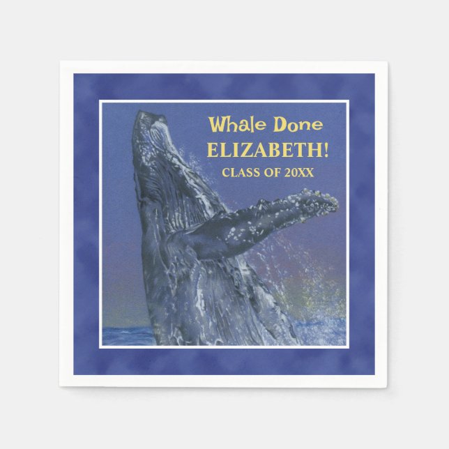 Fun Whale Graduation Party Paper Napkin Serviette (Vorderseite)