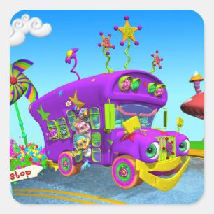 Fun Wheels auf den Busklebern Quadratischer Aufkleber