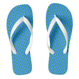 Fun Whimsical Blue Green Geometric Sea Bubbles Flip Flops