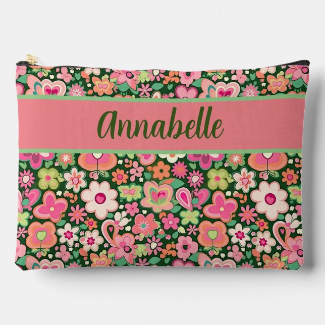 Fun Whimsical Blume großes Zubehör Zubehörtasche (Vorderseite)