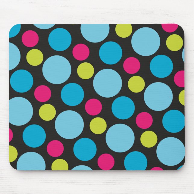 Fun Whimsical farbenfrohe Punkte Türkis blaues Mus Mousepad (Vorne)