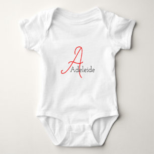 Fun Whimsical Girly Script Monogram und Name Baby Strampler
