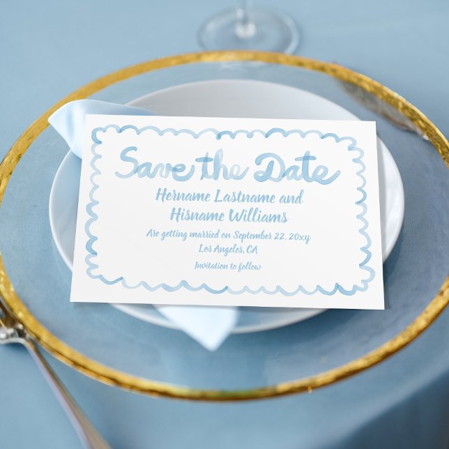 Fun Whimsical Hand Drawn Light White Save The Date (Von Creator hochgeladen)