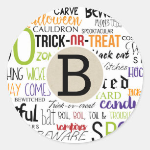 Fun Whimsical Rustic Halloween Kraft Gastgeschenk Runder Aufkleber