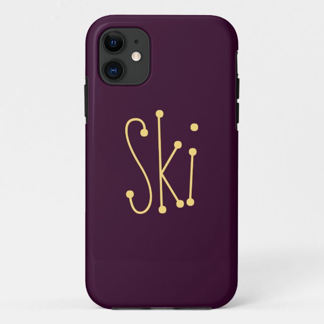 Fun Whimsical SKI Text Spaß Tief Lila Hintergrund Case-Mate iPhone Hülle (Rückseite)