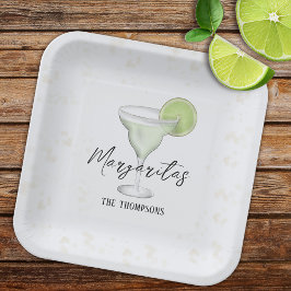 Fun Whimsical Watercolor Margarita Cocktail Drink Pappteller