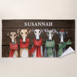 Fun Whippets and Grehyounds Hunde in Scarves Strandtuch